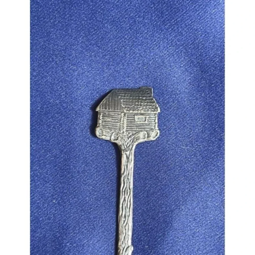 Vintage Towle Log Cabin Syrup Spoon Silverplate Souvenir 1900s 1920s Collectible